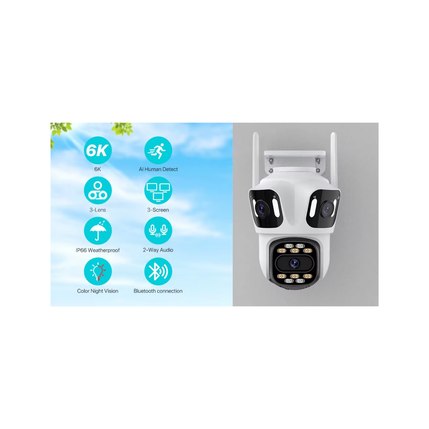 Camera WIFI PTZ 3MP 3 lenses (ICSEE)