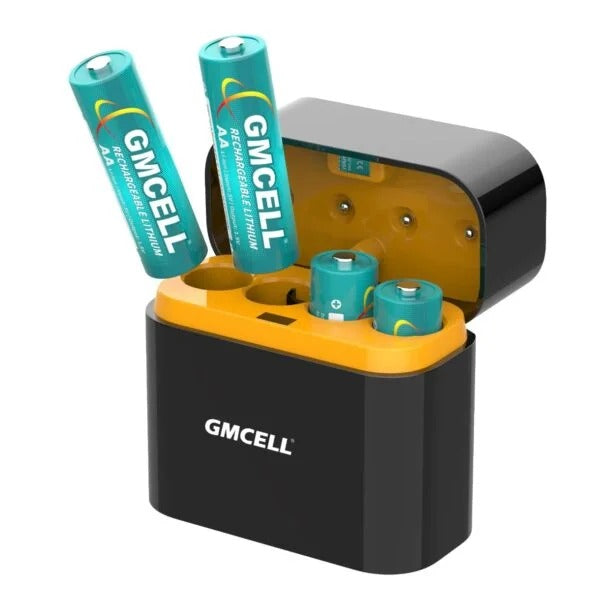 4 Slots Lithium AA Battery Charger with 4 Batteries