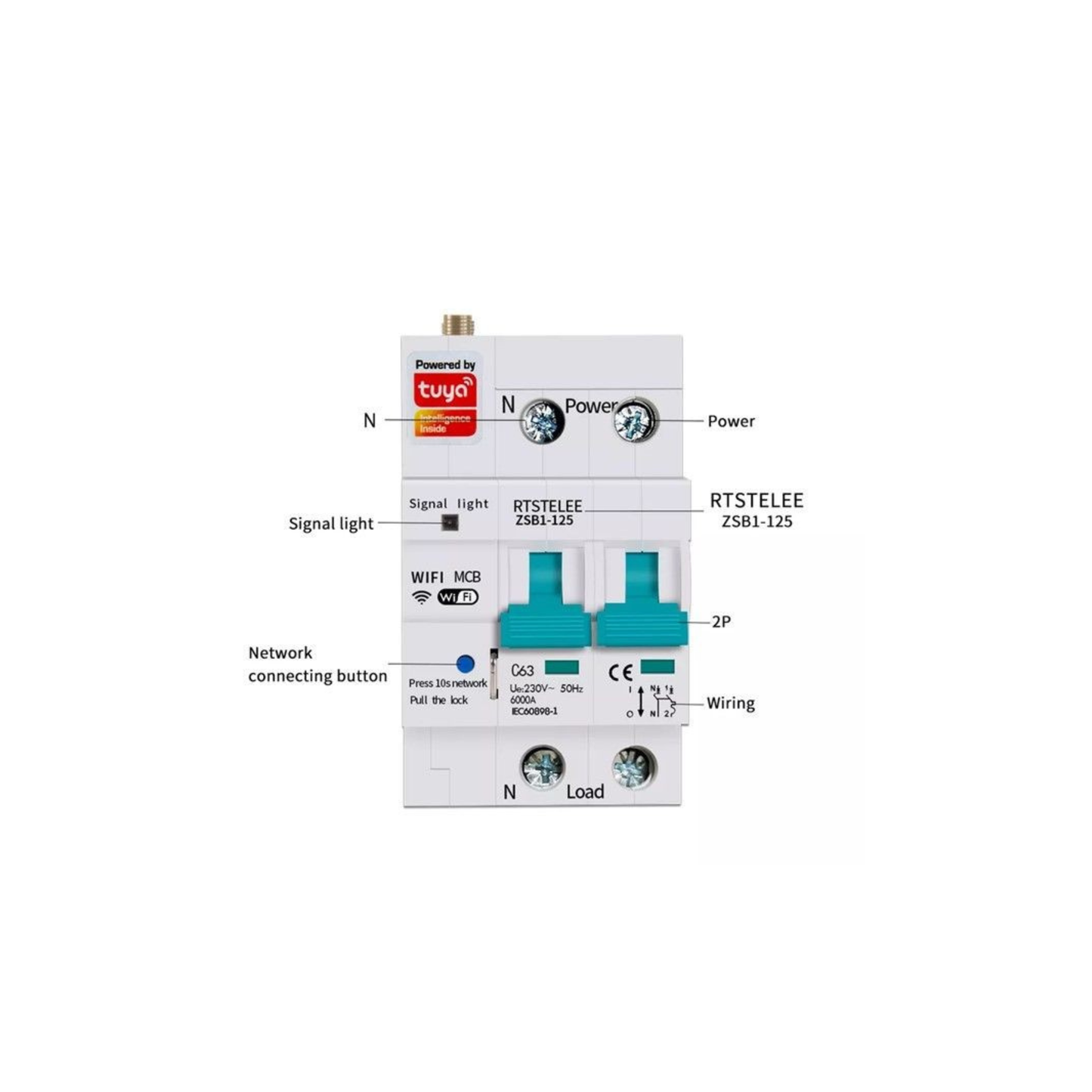 WIFI smart MCB 2P Tuya 80A