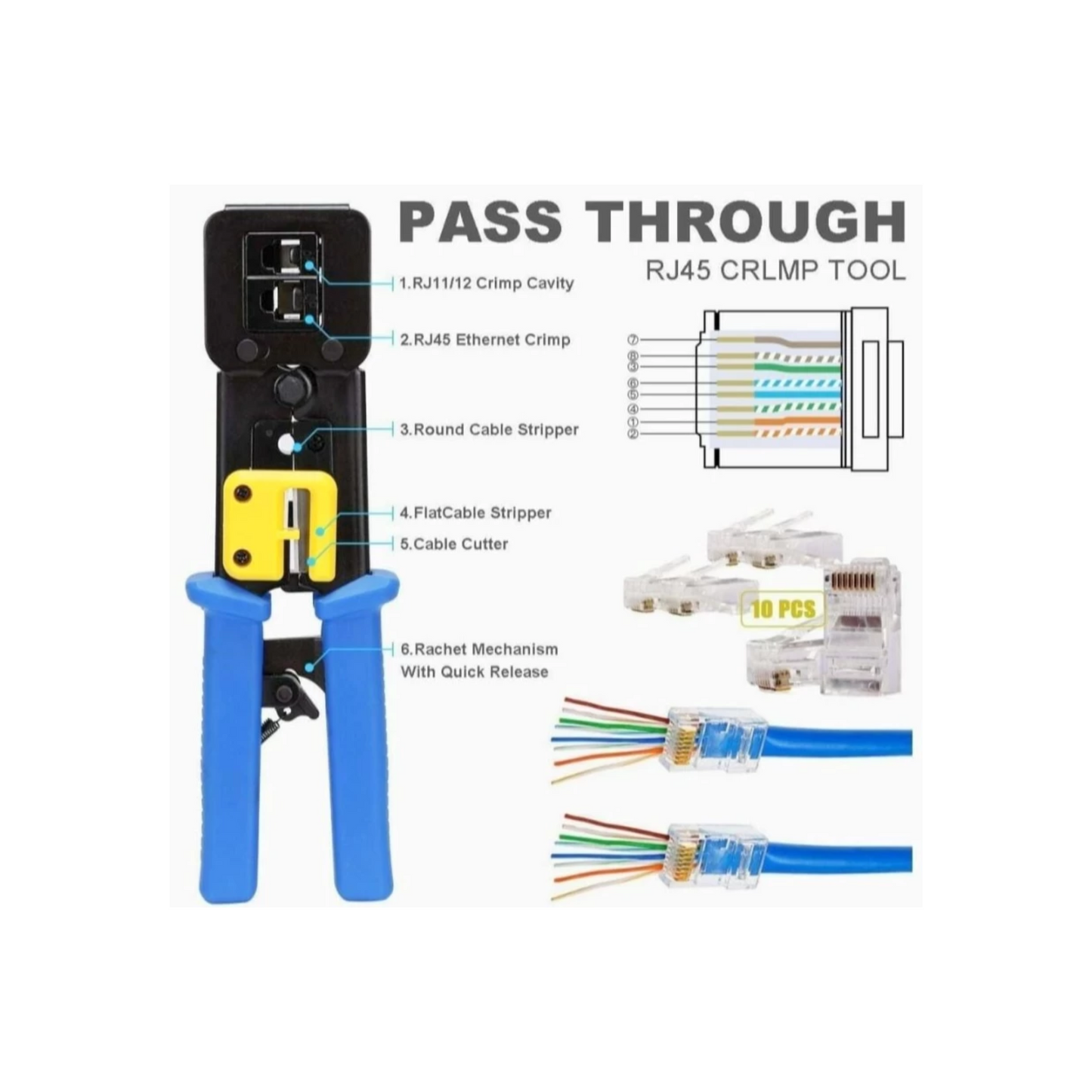 Crimping Tool RJ11/RJ45 Pass Through