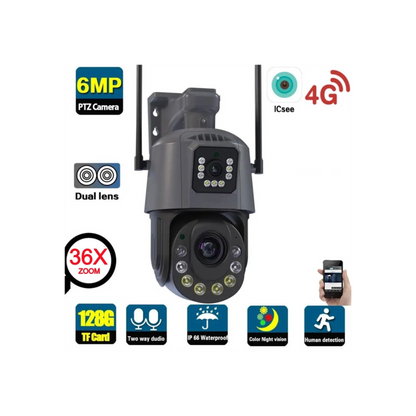 WiFi Bullet Security Camera 6MP Dual Lens 4G ICsee